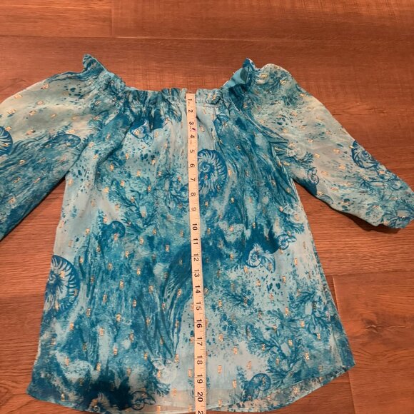 White House Black Market Off the Shoulder Clip-Dot Blouse - Picture 5 of 6